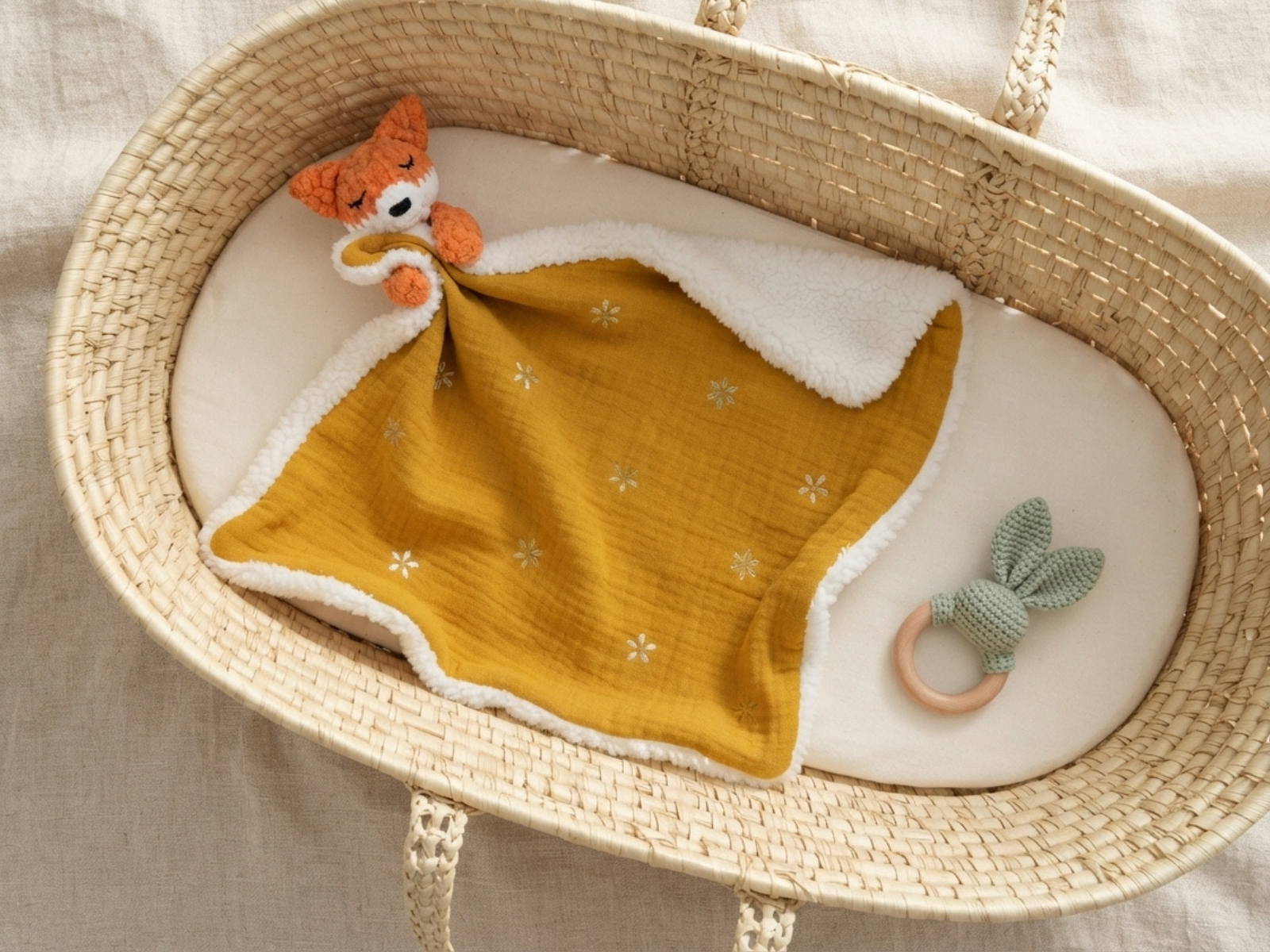 Doudou personnalisé Milo le renard, doudou brodé main, Le Royaume des Gardiens
