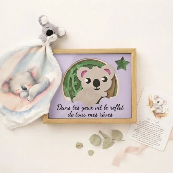 Coffret cadeau naissance rituel du coucher personnalisé koala, Le Royaume des Gardiens