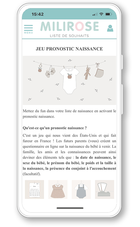 Jeu pronostic naissance sur Milirose : famille et amis devinent la date, le prénom, le poids et la taille du bébé